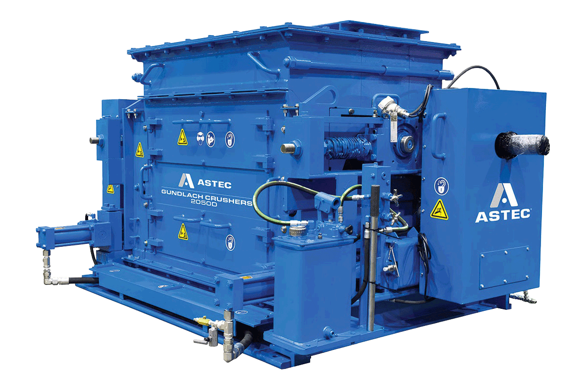 Gundlach 2050D multi roll crusher pictured on a white background