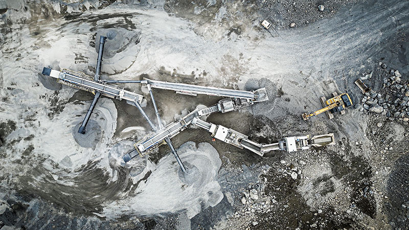 top view of aggregate quarry in Scotland