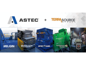 TerraSource family of products in a line with Astec Logo a plus sign and TerraSource logo at the top